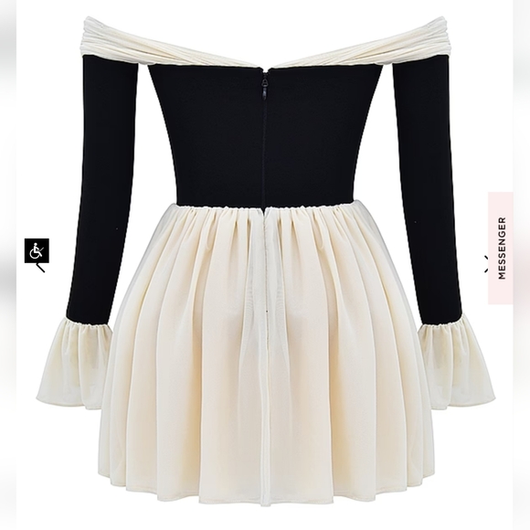 **1 Large Left!**House of CB Alana Black & Cream Off Shoulder Dress - Picture 13 of 15